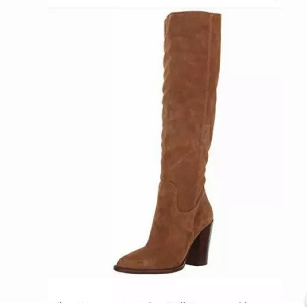 Dolce Vita Kylar Brown Suede Leather Knee-High Heeled Boots Women's Size 10